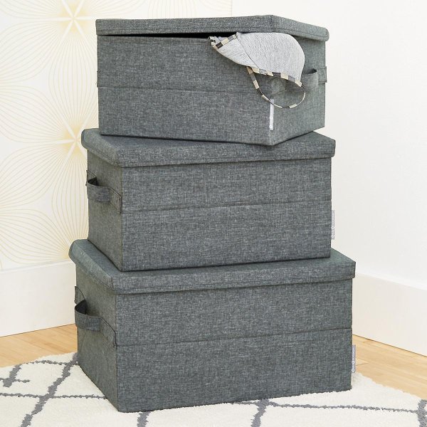 Bigso Grey Soft Storage Boxes with Handles