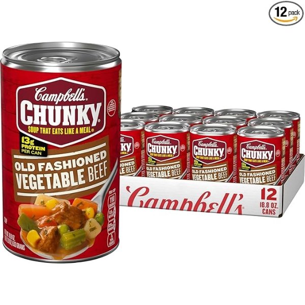 Chunky Soup, Old Fashioned Vegetable Beef Soup, 18.8 Ounce Can (12 pack)