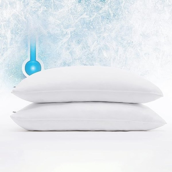 Power Chill Cooling Pillow Protectors, Stain Resistant and Zippered Pillow Protector, Protects Pillow & Pillow Case from Dust and Dirt, (2 Pack), Standard/Queen, White