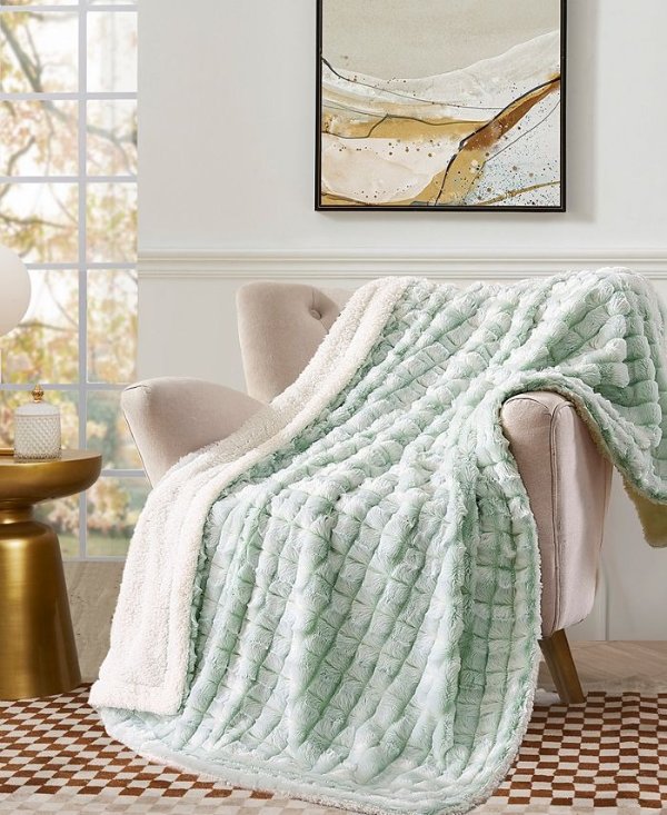 Reversible Micromink to Faux-Sherpa Tie-Dye Throw, 50" x 60", Created for Macy's