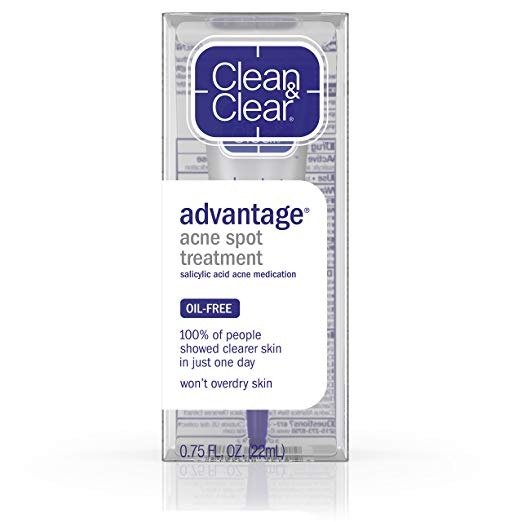 Clean & Clear Advantage Acne Spot Treatment, Oil-Free Acne Medication with Salicylic Acid and Witch Hazel for Rapid Acne Treatment, 0.75 fl. oz @ Amazon.com