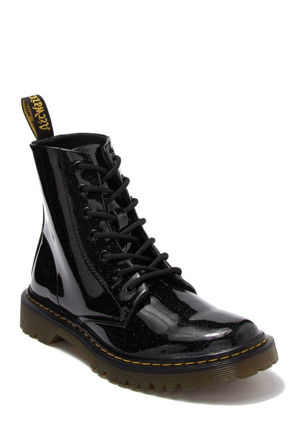 Luana Glitter Leather Combat Boot