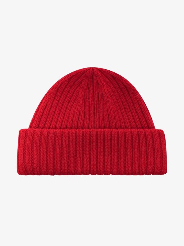 red ribbed beanie hat | Browns