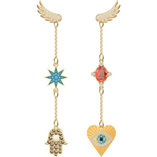 Lucky Goddess Pierced Earrings, Multi-colored, Gold plating by SWAROVSKI