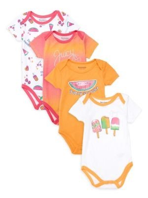 Juicy Couture Baby Girl's 4-Pack Cotton Blend Bodysuits