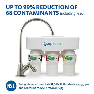 Aquasana AQ-5300.55 3-Stage Under Sink Water Filter System with Brushed Nickel Faucet