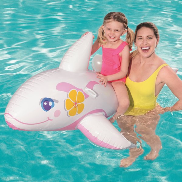Whale Ride-On Pool Float - Pink/White