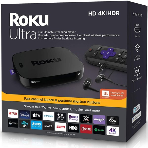 Roku Ultra 4670R 4K HDR 电视盒子 2019款 带JBL耳机