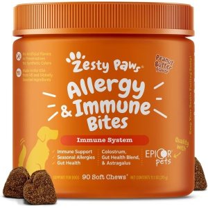 Zesty PawsAllergy & Immune Bites Peanut Butter Flavored Soft Chews Allergies, Immune, & Gut Support Supplement for Dogs
