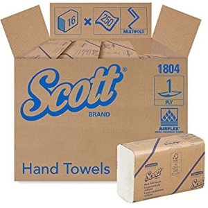 Scott Essential Multifold Paper Towels (01804) with Fast-Drying Absorbency Pockets, 16 Packs / Case, 250 Multifold Towels