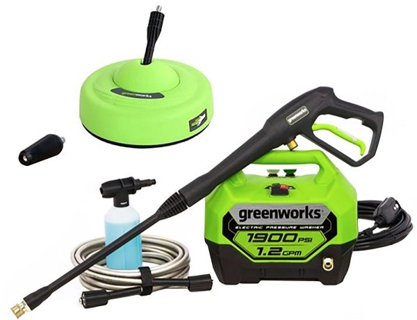 Greenworks 1900 PSI 1.2 GPM Electric Pressure Washer Combo Kit