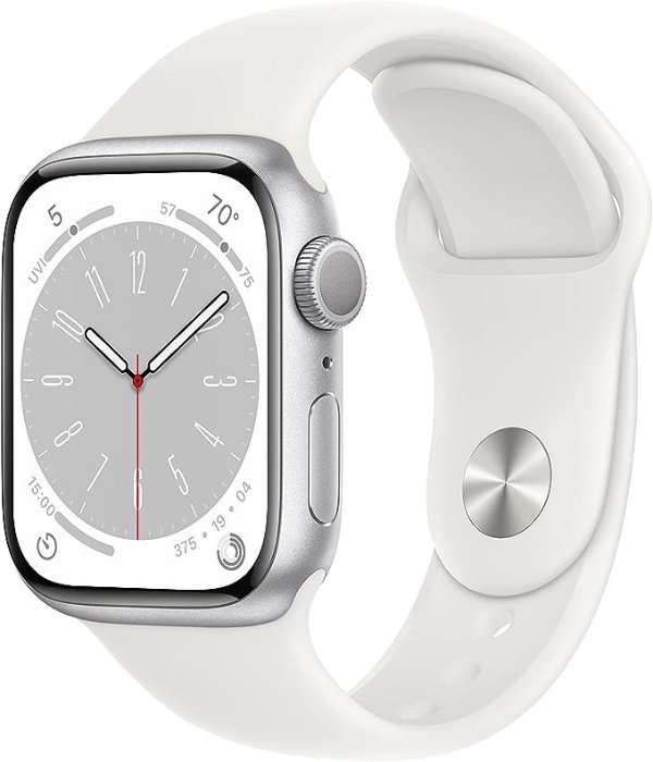 Watch Series 8 GPS 41mm Silver Aluminium Case with White Sport Band - M/L