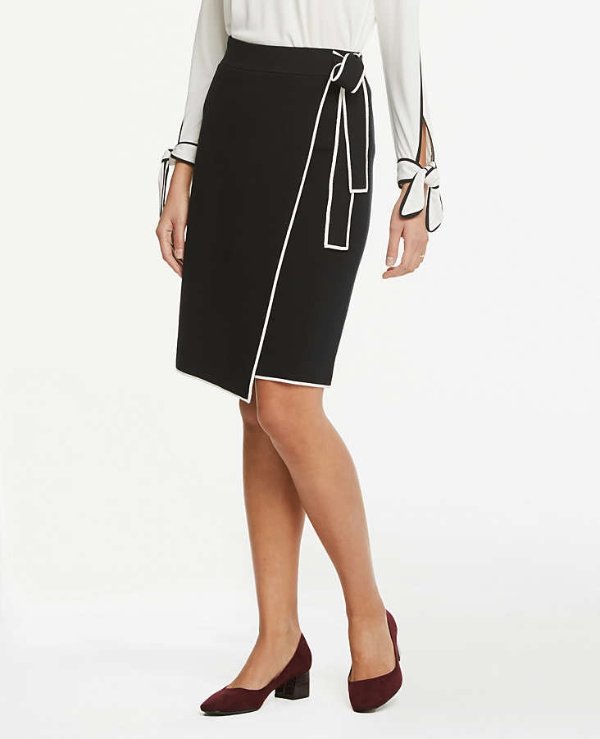 Tipped Wrap Sweater Skirt