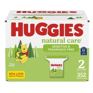 Huggies Sensitive Baby Wipes，2 Refill Packs, 176 Count (Pack of 2) (352 Wipes Total)