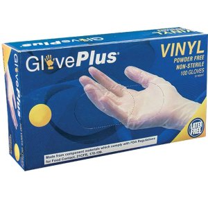 AMMEX - IVPF42100-BX - Vinyl Gloves - GlovePlus - Disposable, Powder Free, Non-Sterile, 4 mil, Small, Clear (Box of 100)