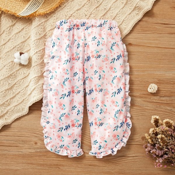 1pc Baby Girl Sweet Floral Flare Trousers Casual Pants & Sweatpants & Harem Pants