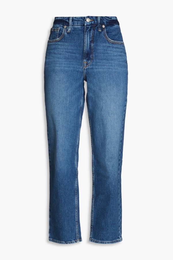 Faded mid-rise straight-leg jeans
