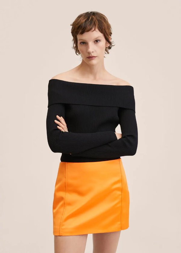 Boat-neck knitted sweater - Women | MANGO OUTLET USA