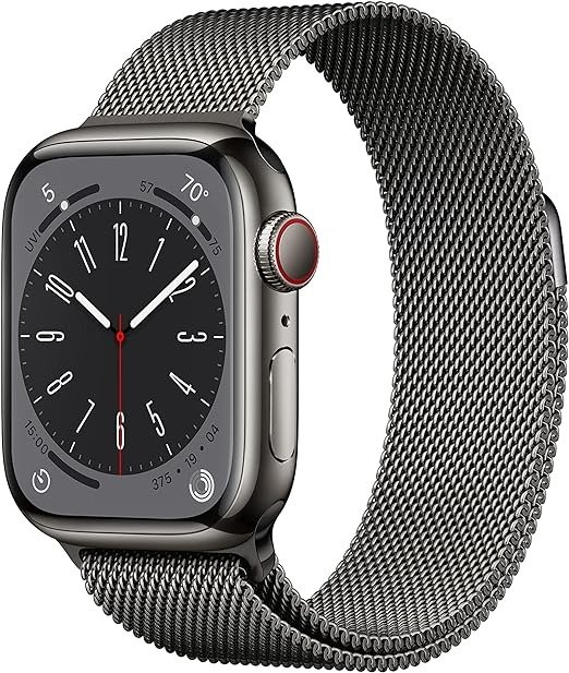 Watch Series 8 [GPS + Cellular 41mm] Smart watch w/ Graphite Stainless Steel Case with Graphite Milanese Loop. Fitness Tracker, Blood Oxygen & ECG Apps, Always-On Retina Display, Water Resistant
