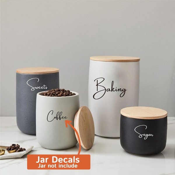 0.01US $ 99% OFF|Decal Only 8pcs Kitchen Organization Canister Jar Labels Sticker Decal Tea Coffee Sugar Baking Salt Rice Reaturant Vinyl Decor - Wall Stickers - AliExpress