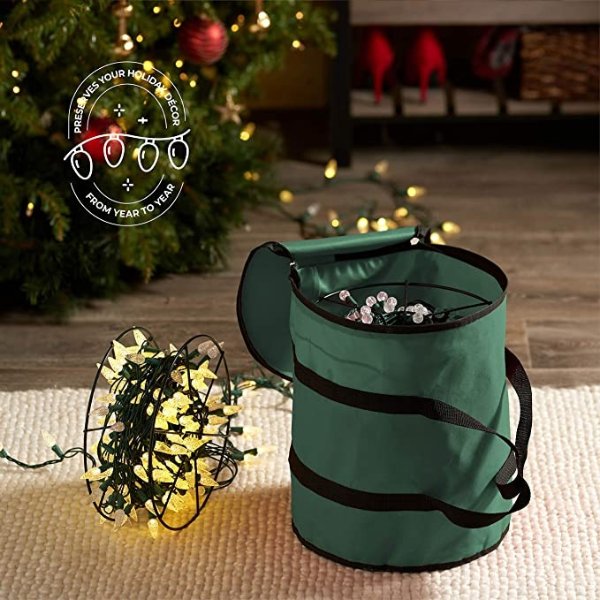 ZOBER Premium Christmas Light Storage Bag - with 3 Metal Reels to Store a Lot of Holiday Christmas Lights Bulbs, Tear-Proof 600D Oxford Fabric, Reinforced Stitched Handles - 5-Year Warranty
