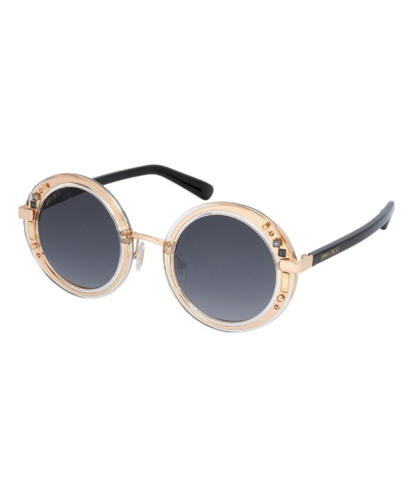 Gold & Black Rhinestone Gradient Round Sunglasses