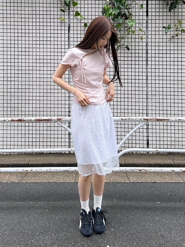 Sequined Layered Skirt - White