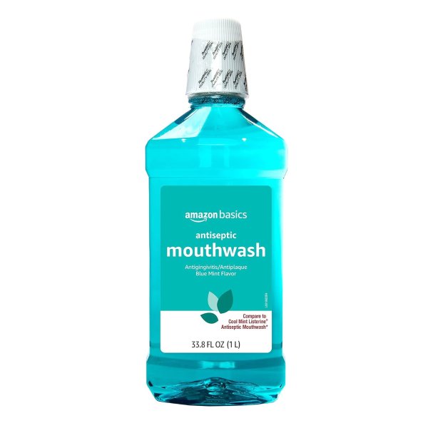 Amazon Basics Antiseptic Mouthwash, Blue Mint, 1 Litre, 33.8 Fluid Ounces, 1-Pack
