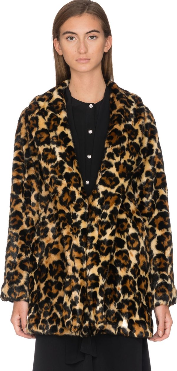- Leopard Faux Fur Coat - Leopard Print