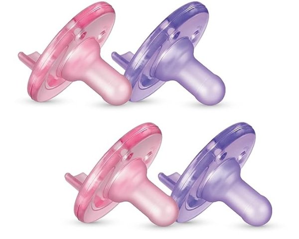 AVENT Soothie Pacifier, Pink/Purple, 0-3 Months, 4 Pack, SCF190/42