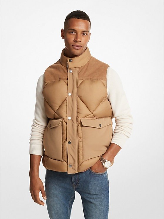 Corduroy and Quilted Nylon Vest