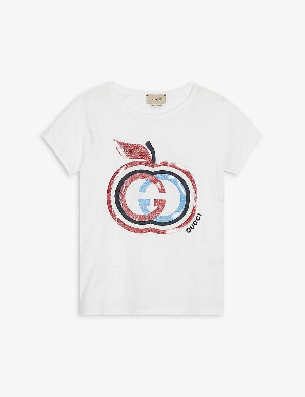 GG apple-print cotton T-shirt 4-12 years
