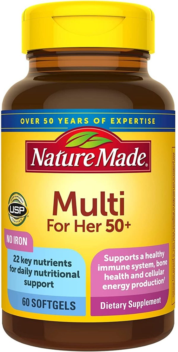 Nature Made Women's Multivitamin 50+ Softgels, 60 Count for Daily Nutritional Support