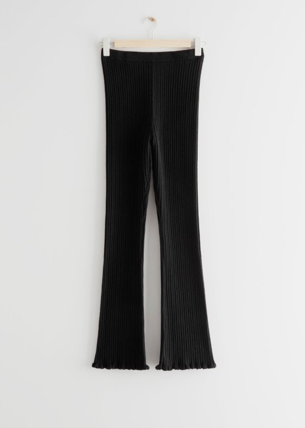 Fitted Rib Knit Trousers