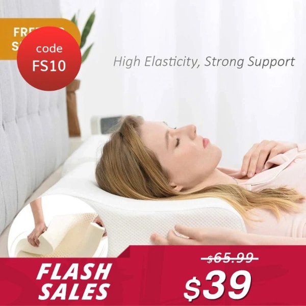 【Flash Sale】[Made in Thailand] Natural Latex Contour Pillow for Neck Pain Relief (Use Code: FS10 for $39)