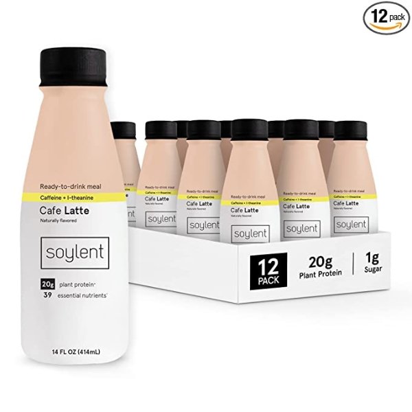 Soylent 拿铁口味植物蛋白代餐奶昔 14 Oz 12 瓶