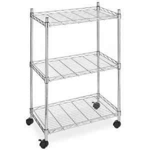 Wire Shelving Cart Unit 3 Shelves With Wheels 
