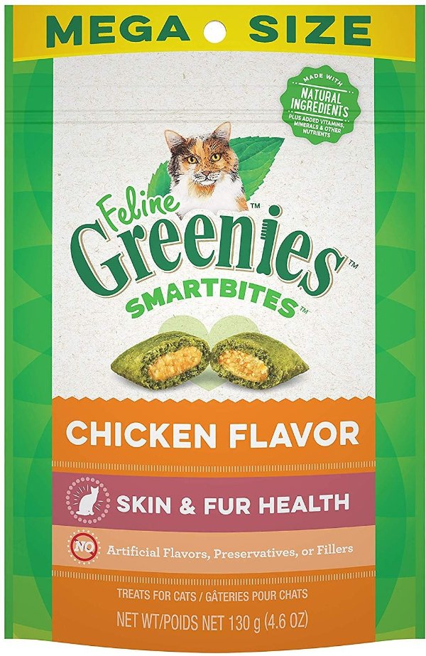 Feline SmartBites Healthy Skin & Fur Chicken Flavor Cat Treats, 4.6-oz bag - Chewy.com