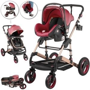 3 in 1 Baby Stroller High View Pram Foldable Pushchair Bassinet & Car Seat | VEVOR US