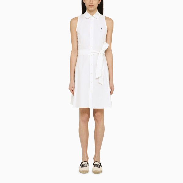 White sleeveless cotton chemisier dress | TheDoubleF