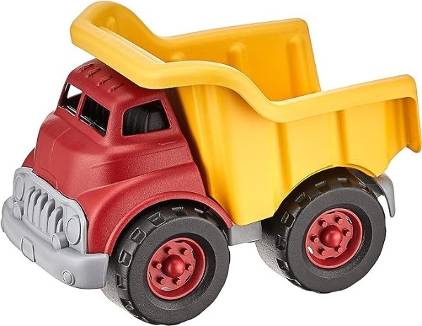 Toys Dump Truck, Red/Yellow CB - Pretend Play, Motor Skills, Kids Toy Vehicle. No BPA, phthalates, PVC. Dishwasher Safe, Recycled Plastic, Made in USA.