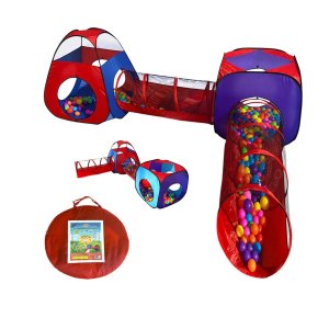 史低价：Playz 4件弹出式儿童游戏帐篷，带2个爬行隧道和2个帐篷
