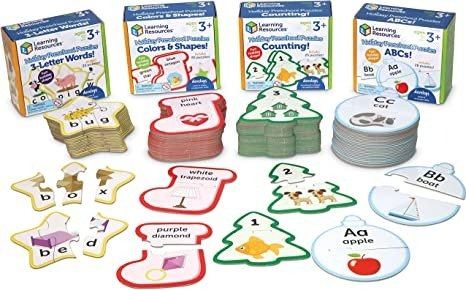 Holiday Preschool Puzzle Pack - Self-Correcting Puzzles, Christmas Preschool Toys, Educational Christmas Gifts , Christmas Gifts for Boys and Girls, Ages 3+