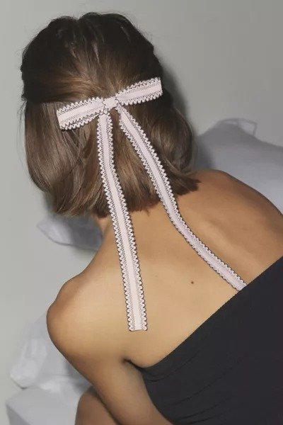 Scalloped Ribbon Hair Bow Barrette Set