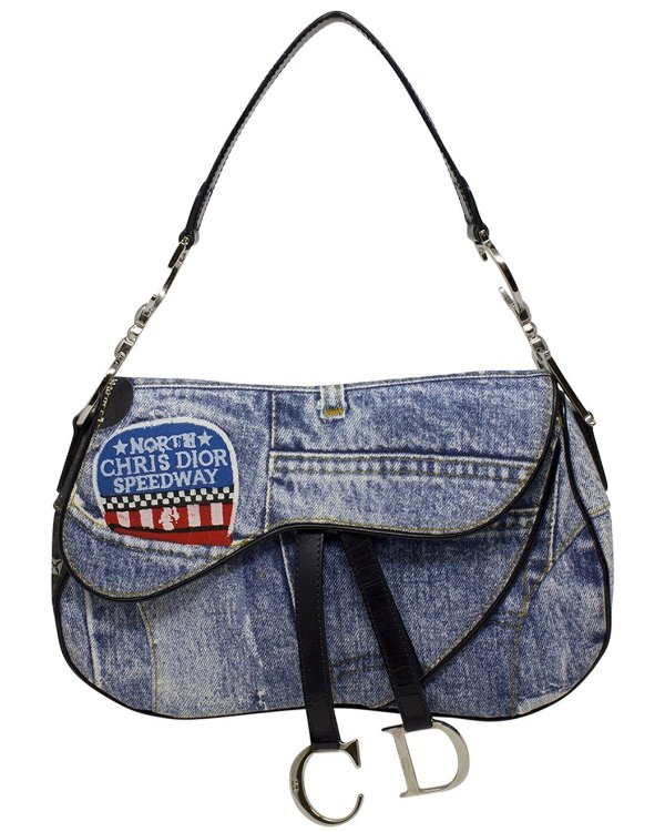 Limited Edition Blue Denim John Galliano Speedway Saddle Bag (Authentic Pre-Owned)