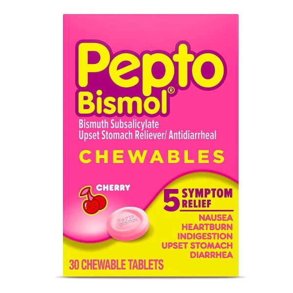 Pepto Bismol 缓解胃部不适咀嚼片 30粒 胃灼热、消化不良等