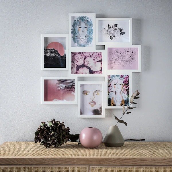 VAXBO Collage frame for 8 photos, white - IKEA
