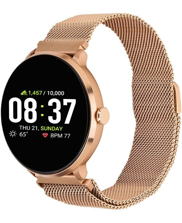 Women's Rose Gold-Tone Stainless Steel Mesh Bracelet Touchscreen Sport Smart Watch 43.2mm