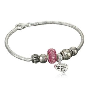 Lightning deal: CHARMED BEADS Sterling Silver "Love You to The Moon" Bead Bracelet
