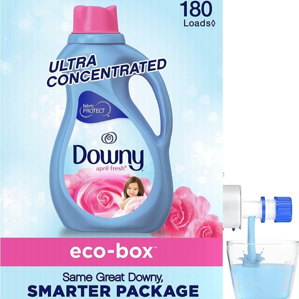 Downy April Fresh, Free of Dyes, Ultra Concentrated, Liquid Fabric Conditioner (Fabric Softener) Eco-Box